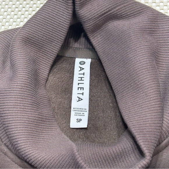 Athleta Cozy Karma Side Zip Cowl Neck Sweatshirt Pullover w/ Pockets - Mocha - Picture 5 of 11